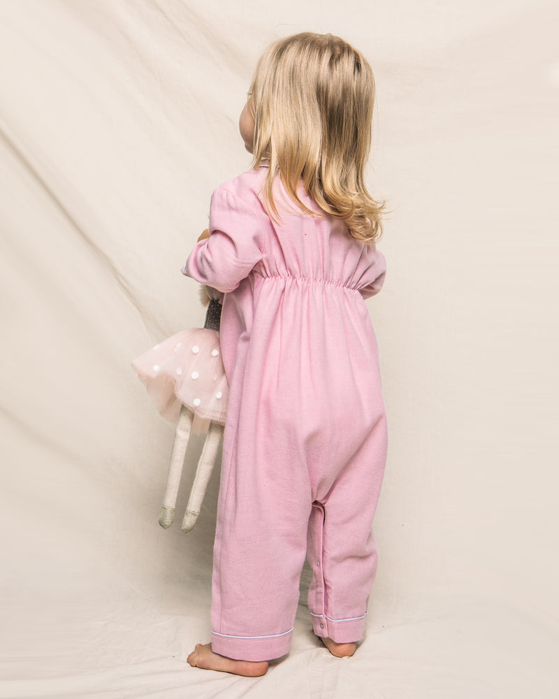 Baby's Flannel Cambridge Romper in Pink