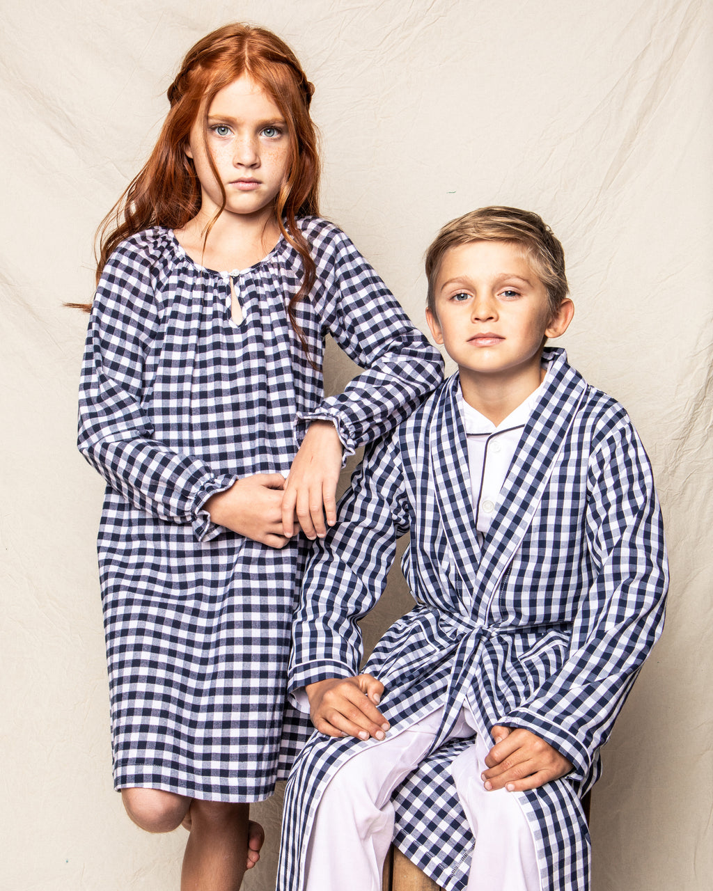 Girl s Flannel Delphine Nightgown in Navy Gingham
