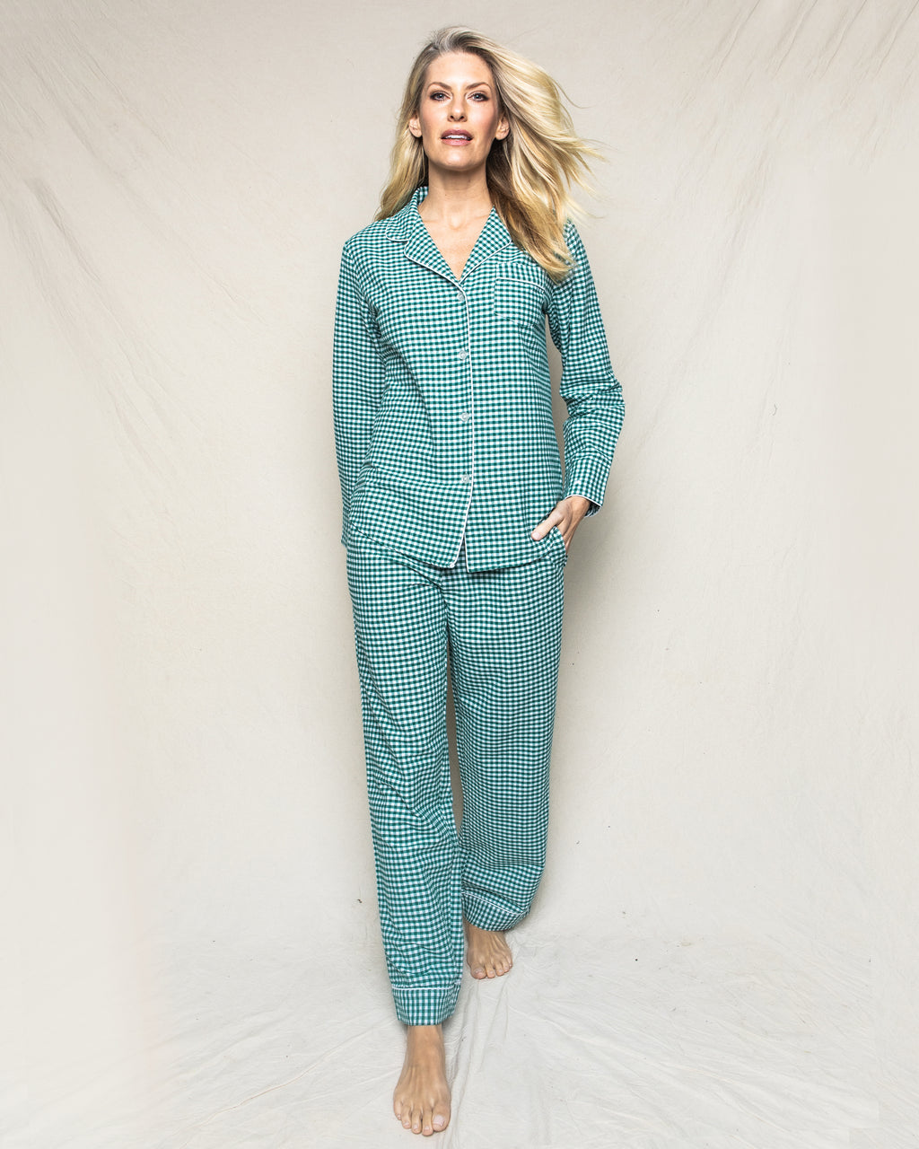 Women's Green Gingham Classic Flannel Pajamas
