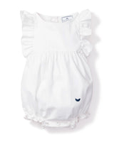White Twill Ruffled Romper