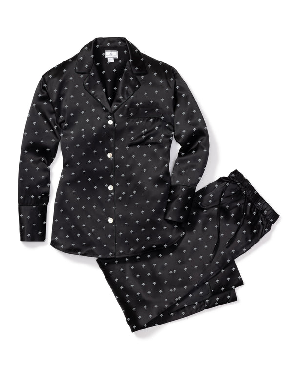 Women's Silk Pajama Set in Black Art Nouveau