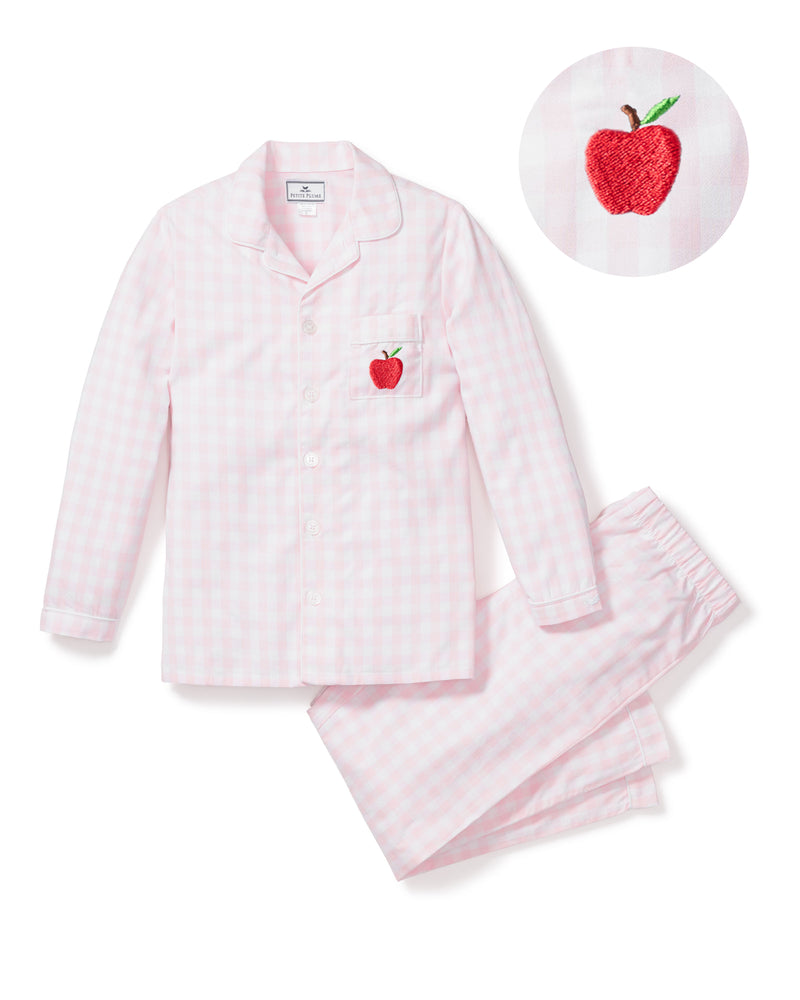 Back to School Limited Edition - Pink Gingham Pajama Sets with Apple Embroidery