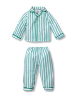 Kid's Twill Doll Pajamas in Emerald Ticking