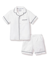 Children's Classic White Short Set with Navy Piping