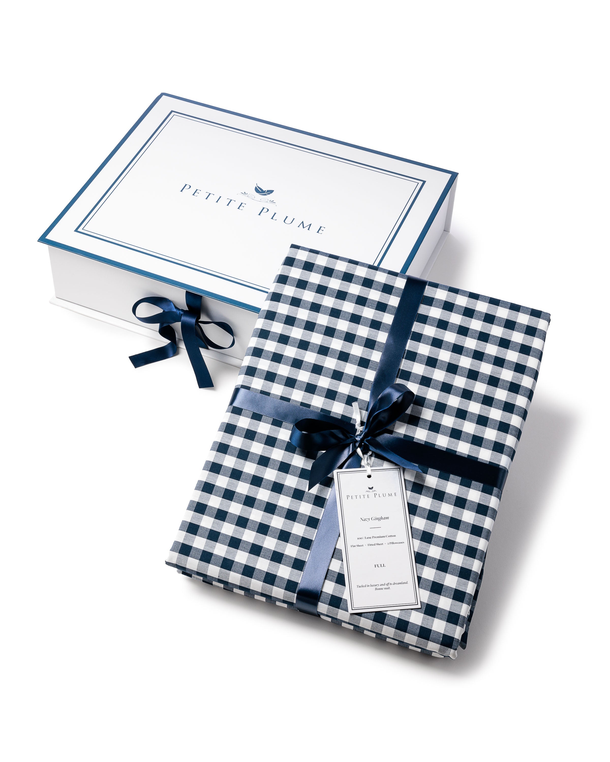 Luxe Premium Percale Duvet Set in Navy Gingham in Navy Gingham#Color_Navy Gingham