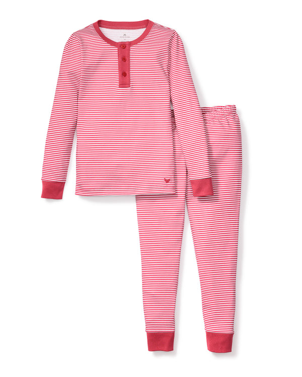 Kid's Pima Snug Fit Pajama Set in Red Stripe