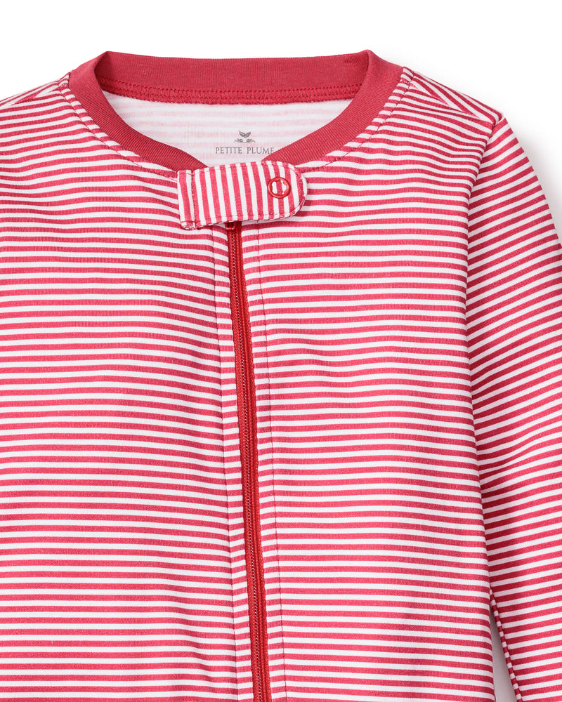 Baby's Pima Snug Fit Romper in Red Stripe