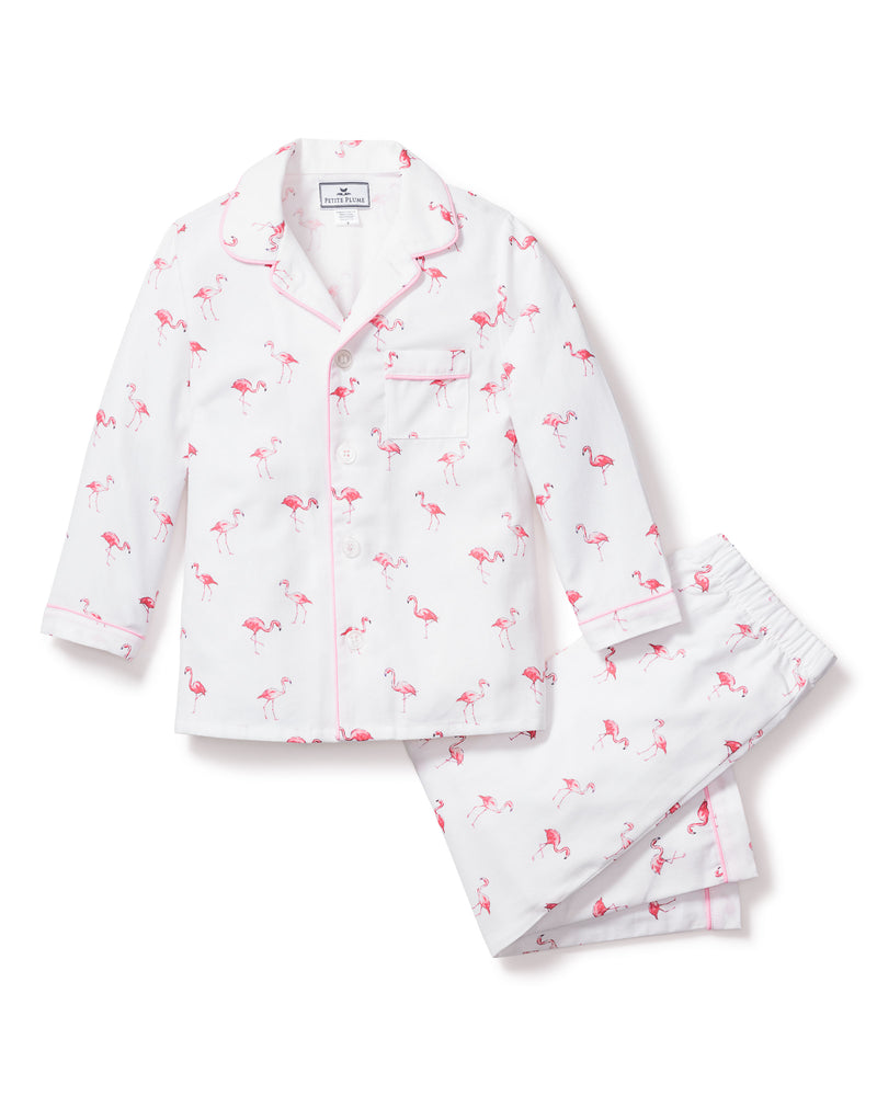 Kid's Twill Pajama Set in Flamingos