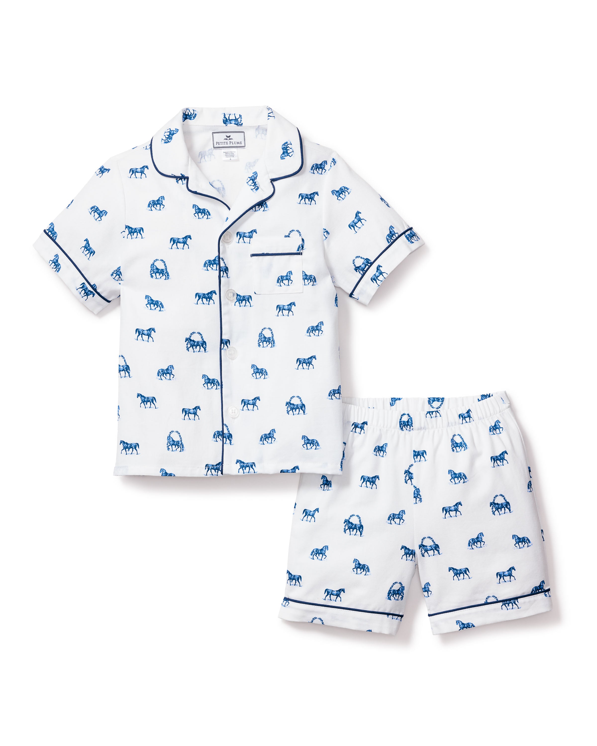 Kid's Twill Pajama Short Set in The Equestrian
