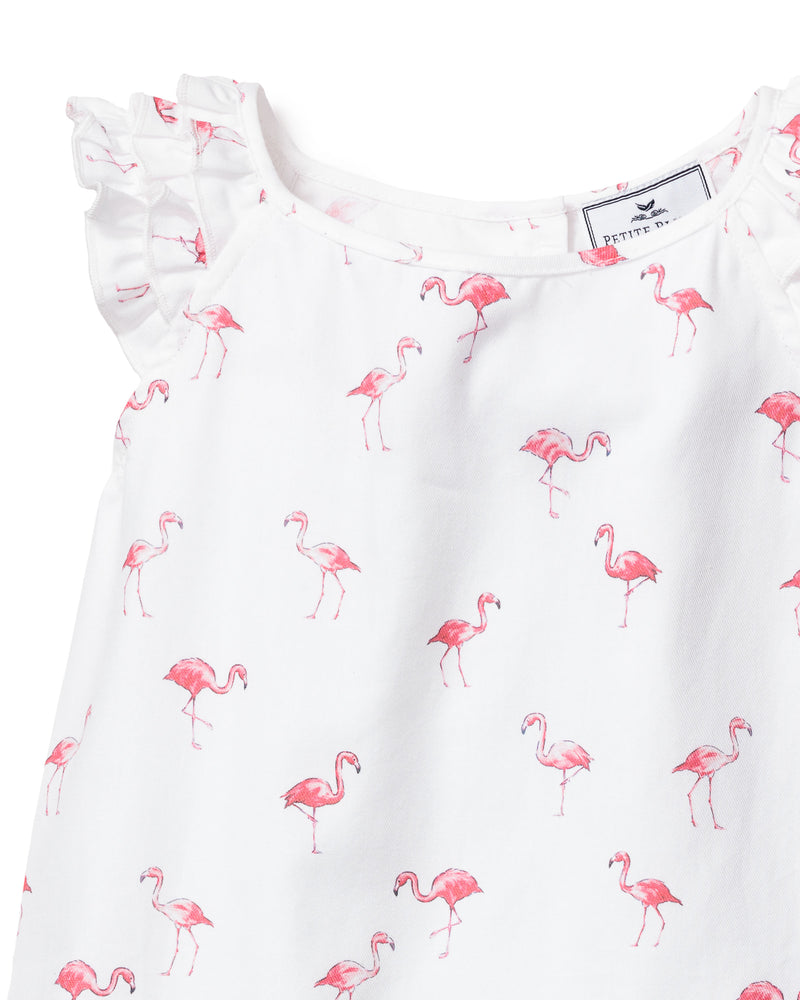Girl's Twill Amelie Short Set in Flamingos