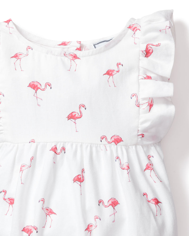 Baby's Twill Ruffled Romper in Flamingos