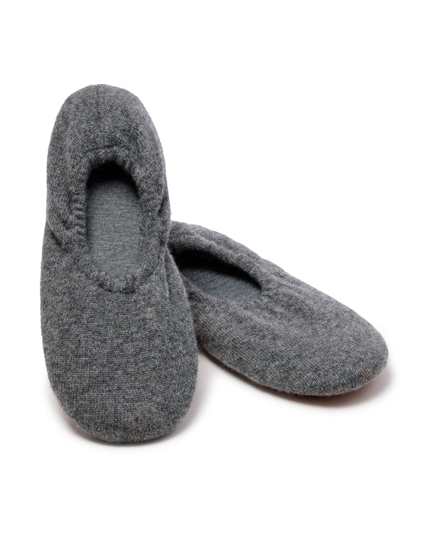 Women's Cashmere Slippers in Dark Grey