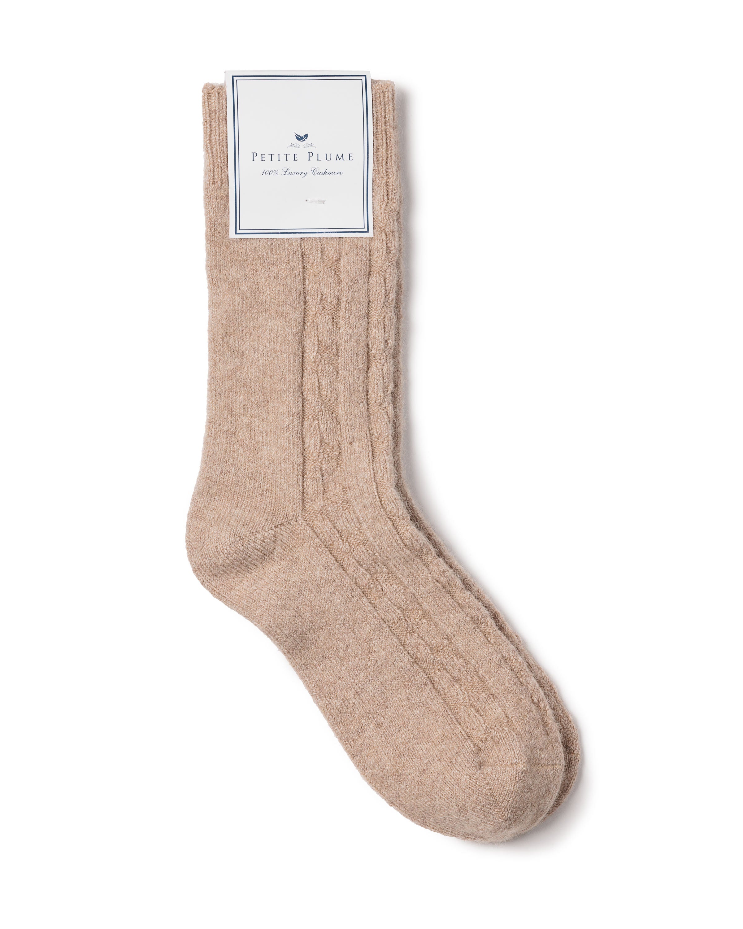 Women's Cashmere Socks in Black in Camel#Color_Camel