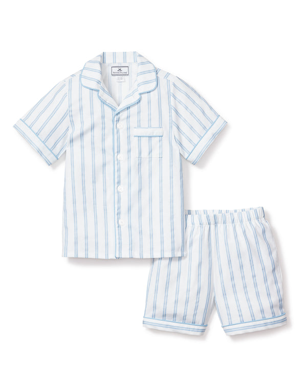 Petite Plume Twill Pajama Set in Periwinkle Stripe