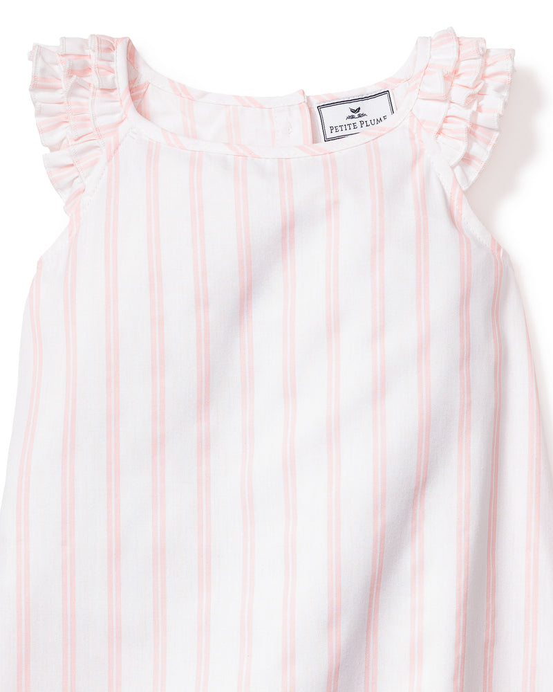 Girl's Twill Amelie Nightgown in Pink and White Stripe