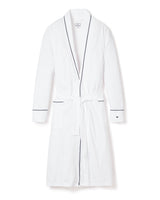 Luxe Pima Men's White with Navy Piping Robe