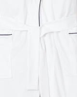 Luxe Pima Men's White with Navy Piping Robe