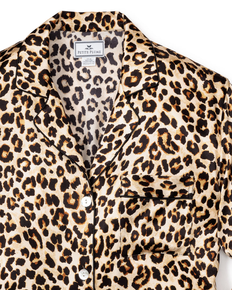 Veronica Beard x Petite Plume Women's Silk Nightshirt in Leopard