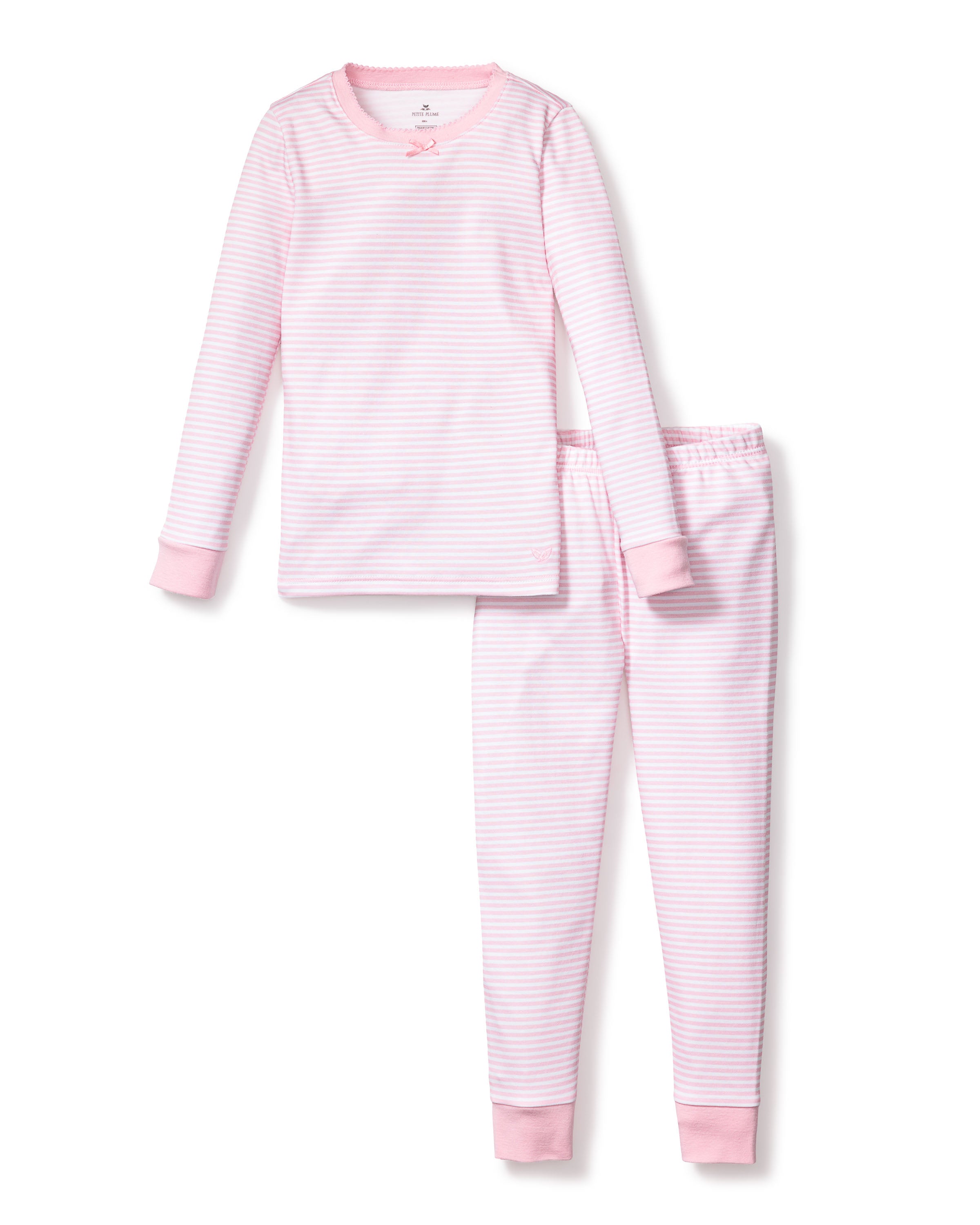 Kid's Pima Snug Fit Pajama Set in Pink Stripes