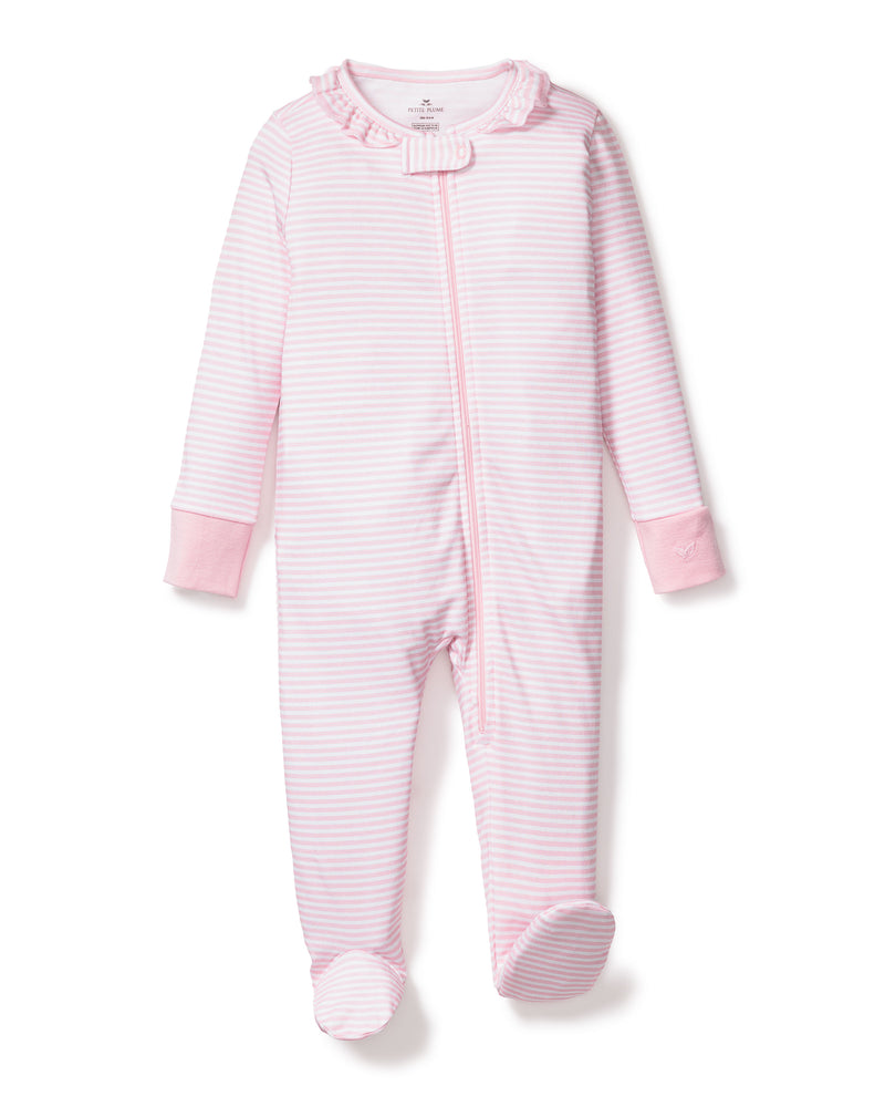 Baby's Pima Snug Fit Romper in Pink Stripes