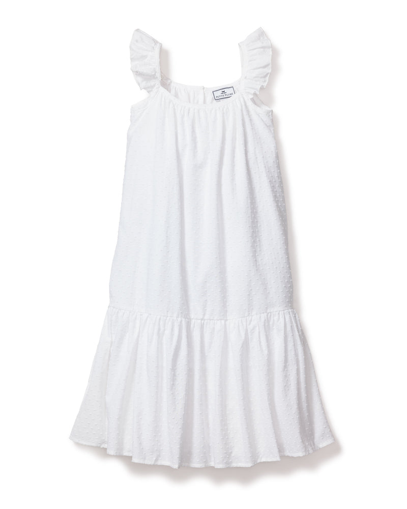 Girl's Swiss Dots Celeste Day Dress in White