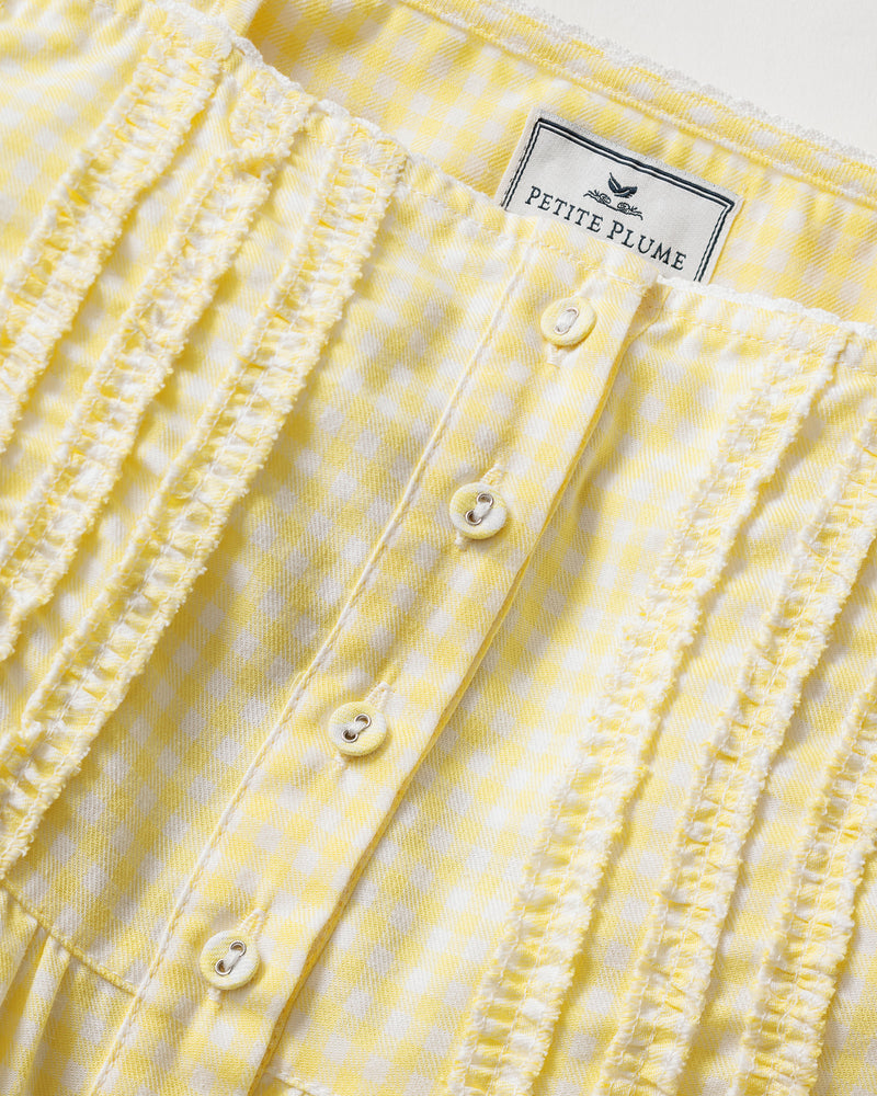 Women's Twill Charlotte Nightgown in Yellow Gingham