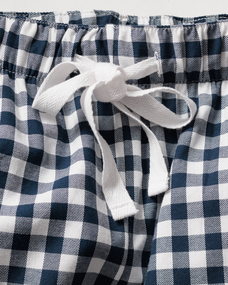 Men's Twill Pajama Short Set in Navy Gingham