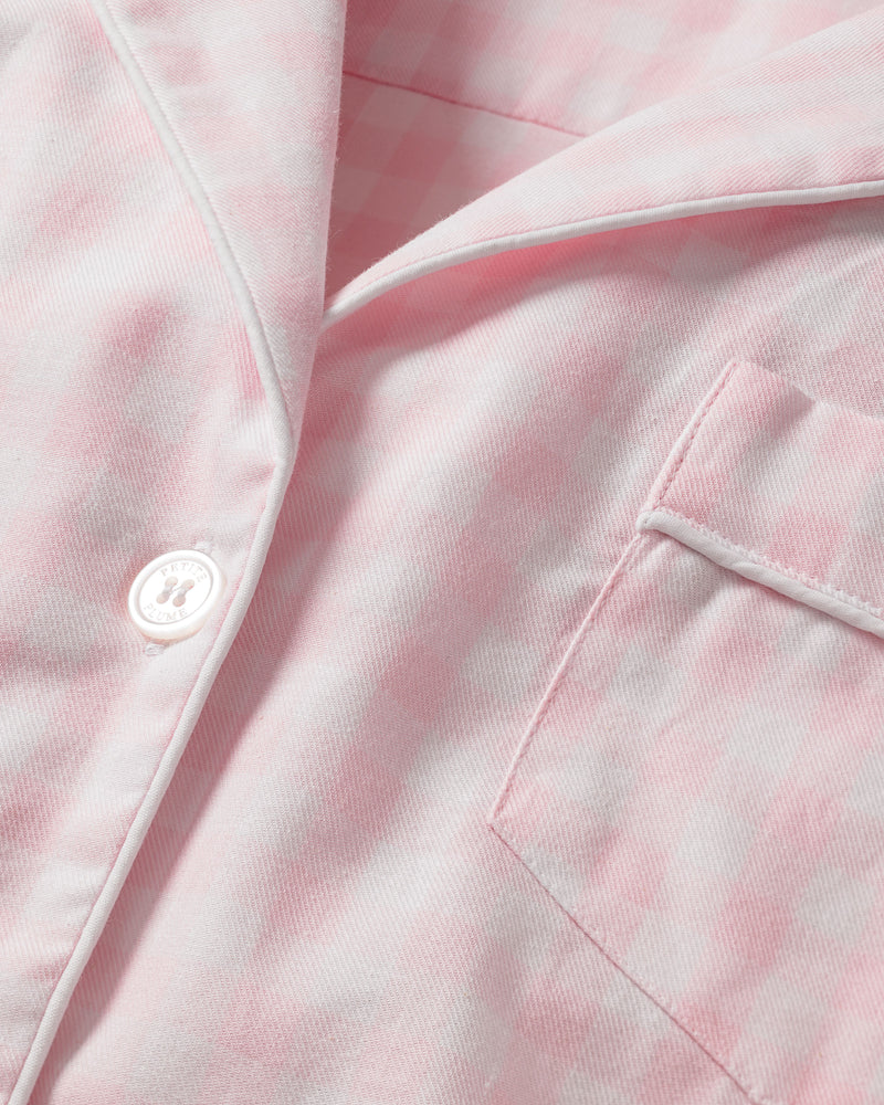 Women's Twill Pajama Short Set in Pink Gingham