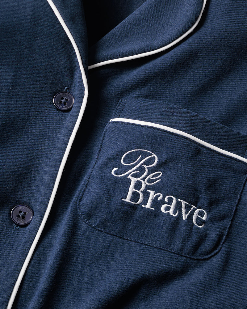 Women's Navy Pima Pajama Set with Be Brave