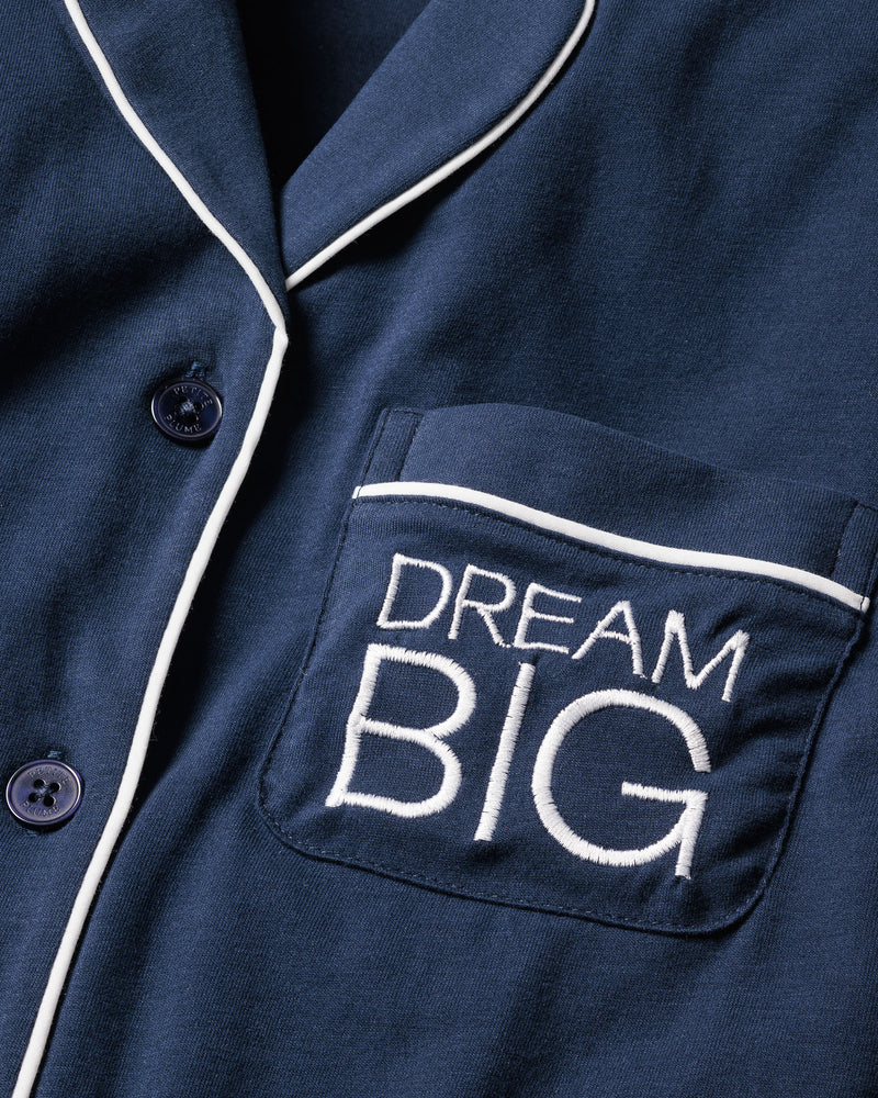 Women's Navy Pima Pajama Set with Dream Big