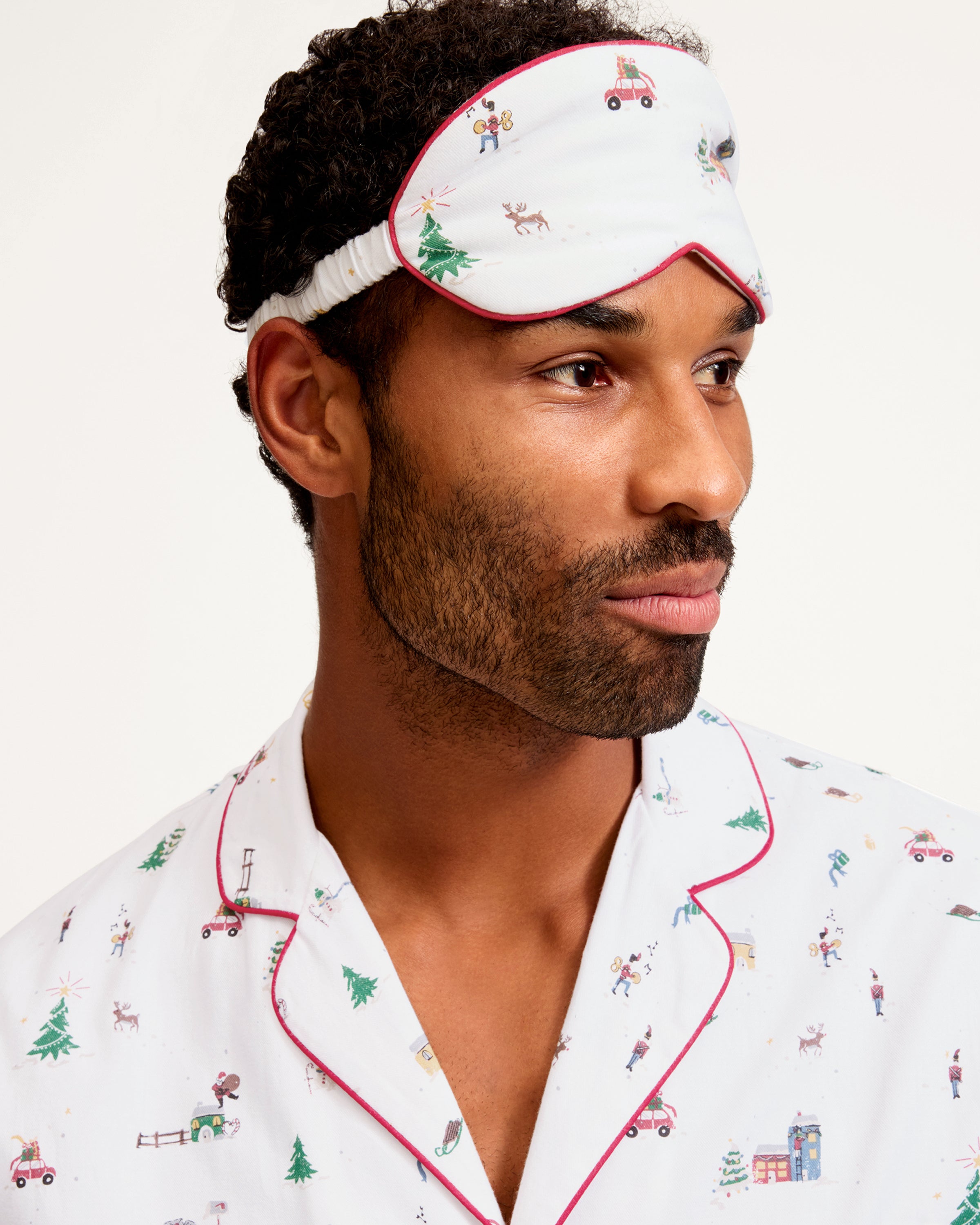 Adult's Twill Sleep Mask in Holiday Town