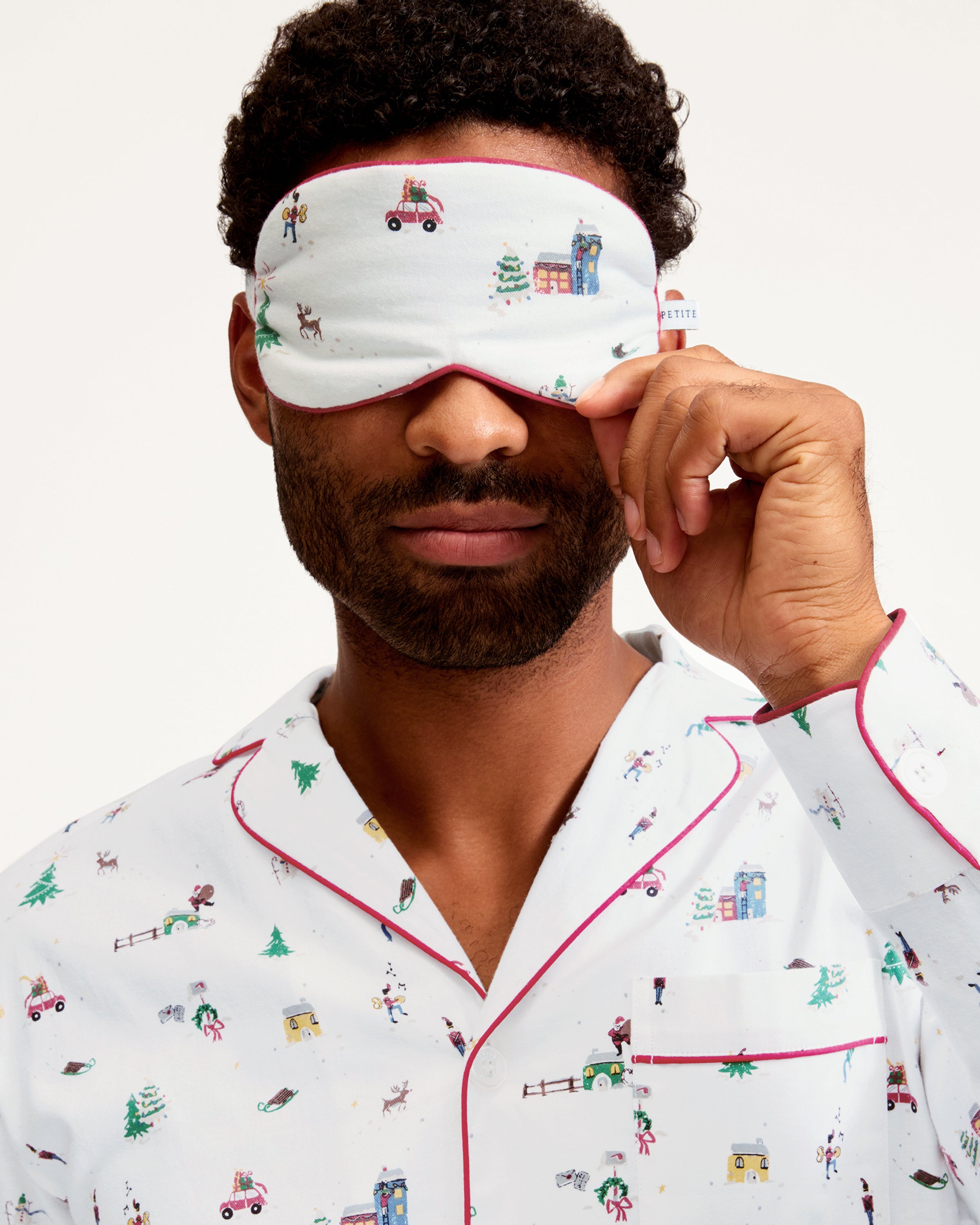 Adult's Twill Sleep Mask in Holiday Town