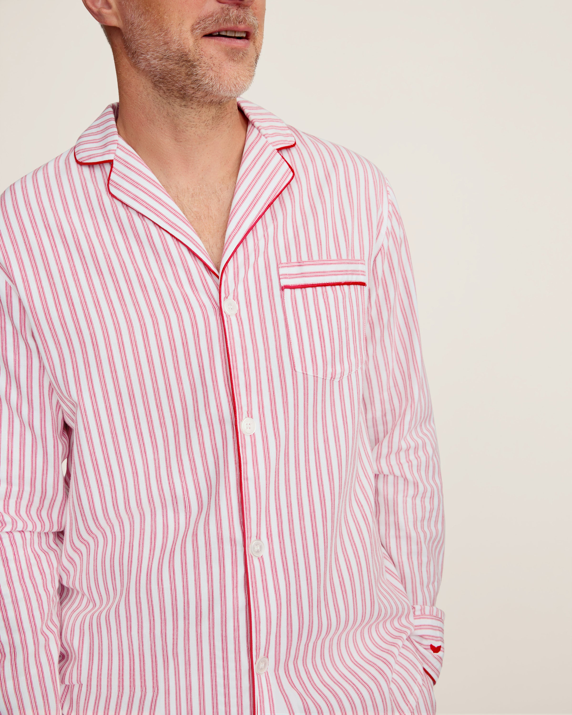Men's Antique Red Ticking Pajama Set | Petite Plume