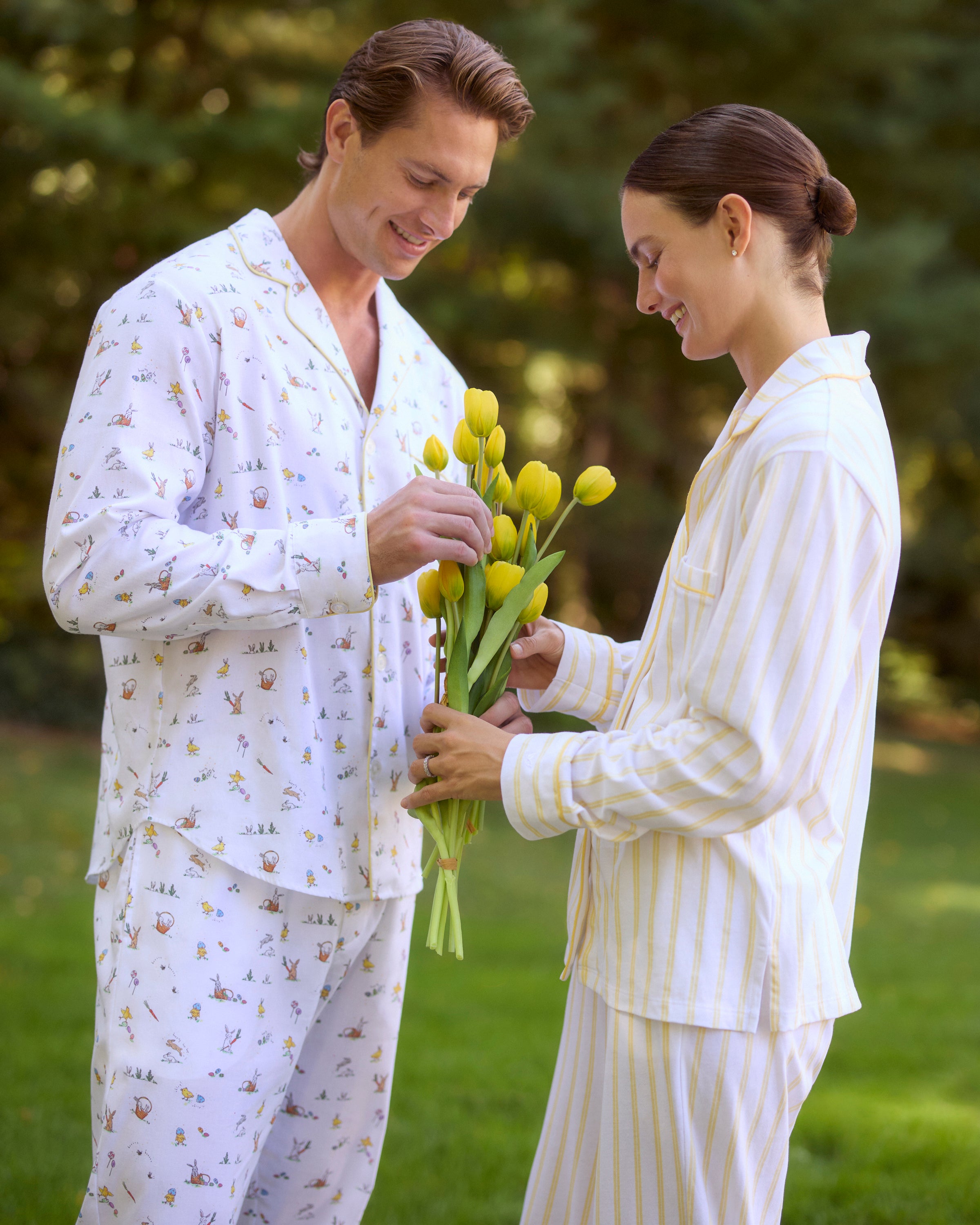 Men's Twill Pajama Set in Easter Frolic