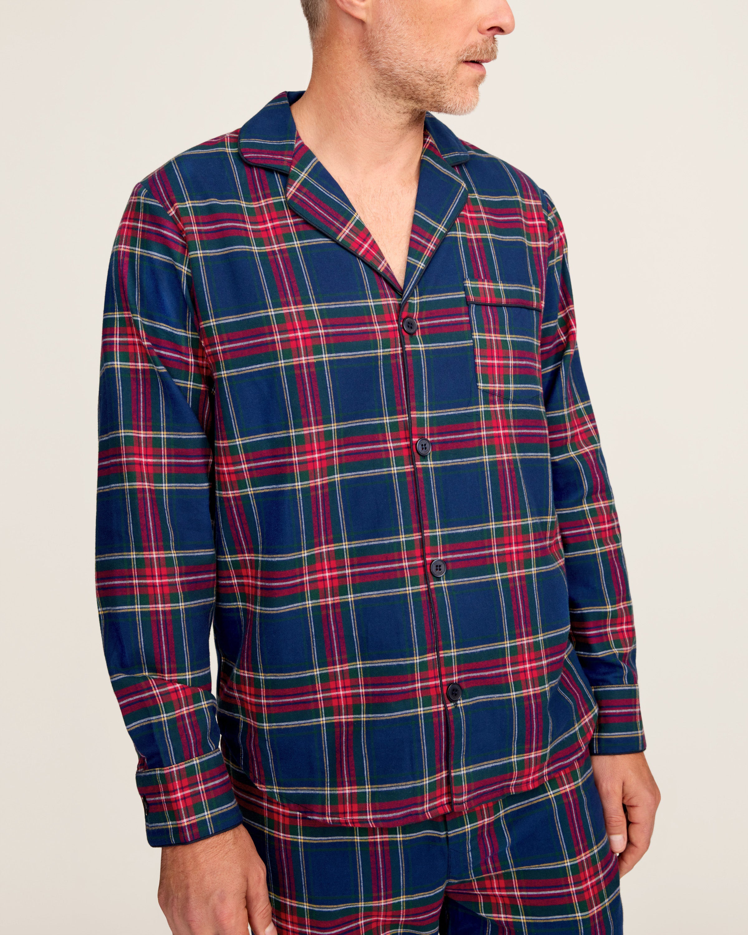 Men's Brushed Twill Pajama Set in Windsor Tartan