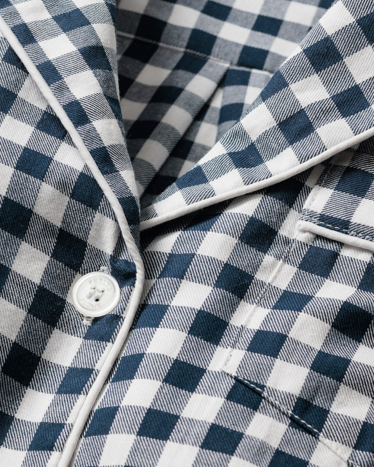 Men's Twill Pajama Set in Royal Blue Gingham in Navy Gingham#Color_Navy Gingham