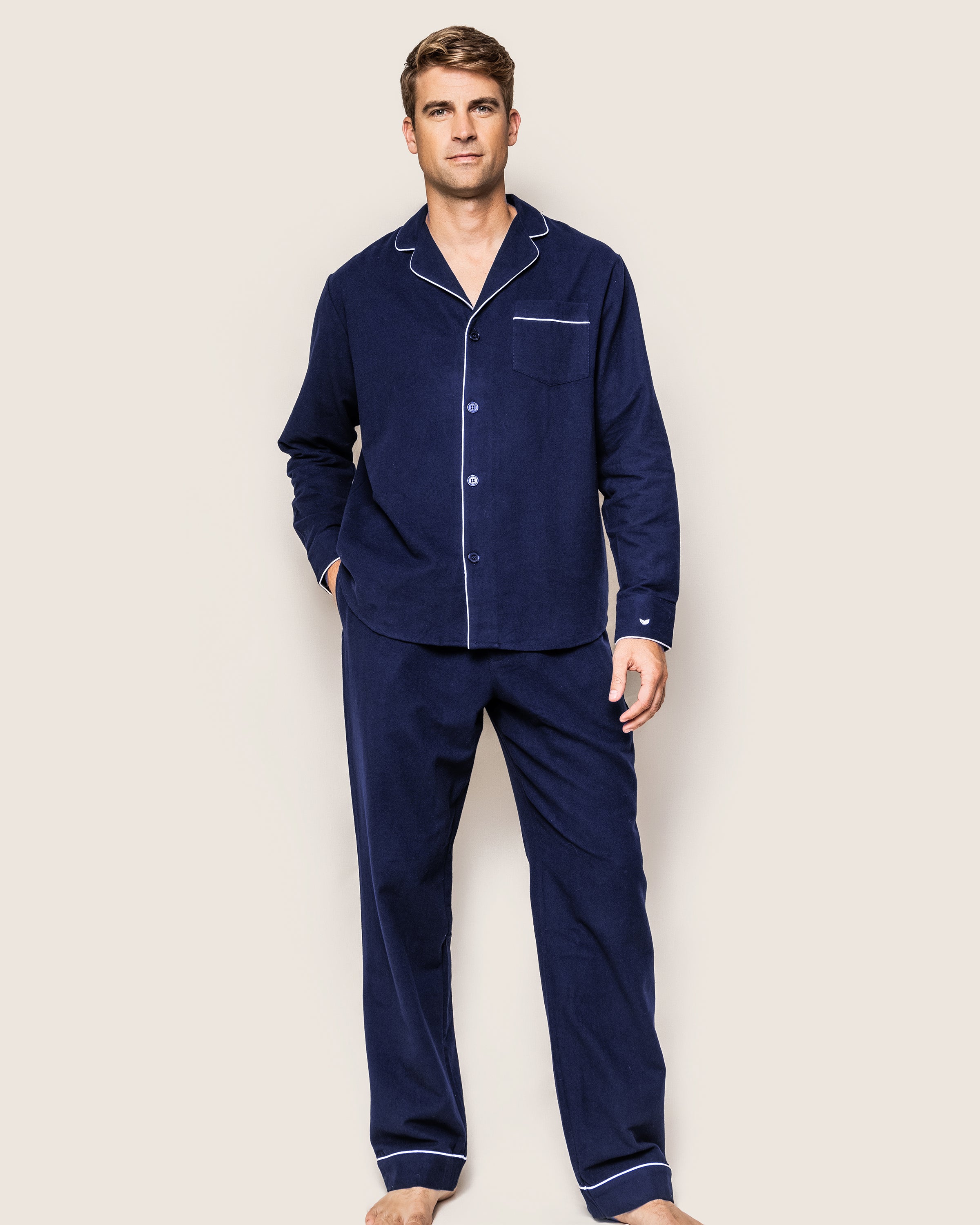 dress shirt pajamas MagnaReady Men's Oxford Long Sleeve Pajama Top with Magnetic Closures | Blue