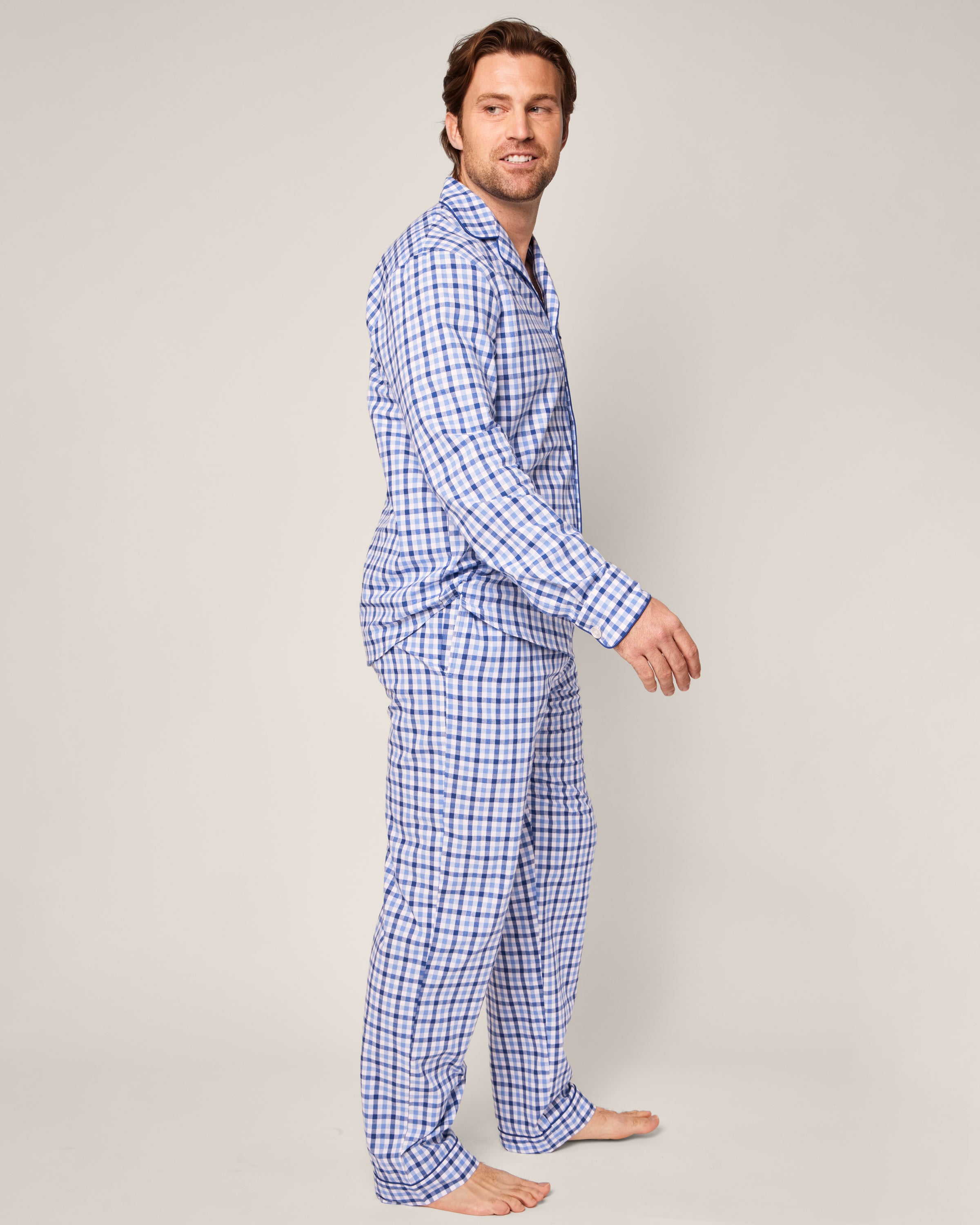 Men's Twill Pajama Set in Royal Blue Gingham in Royal Blue Gingham#Color_Royal Blue Gingham