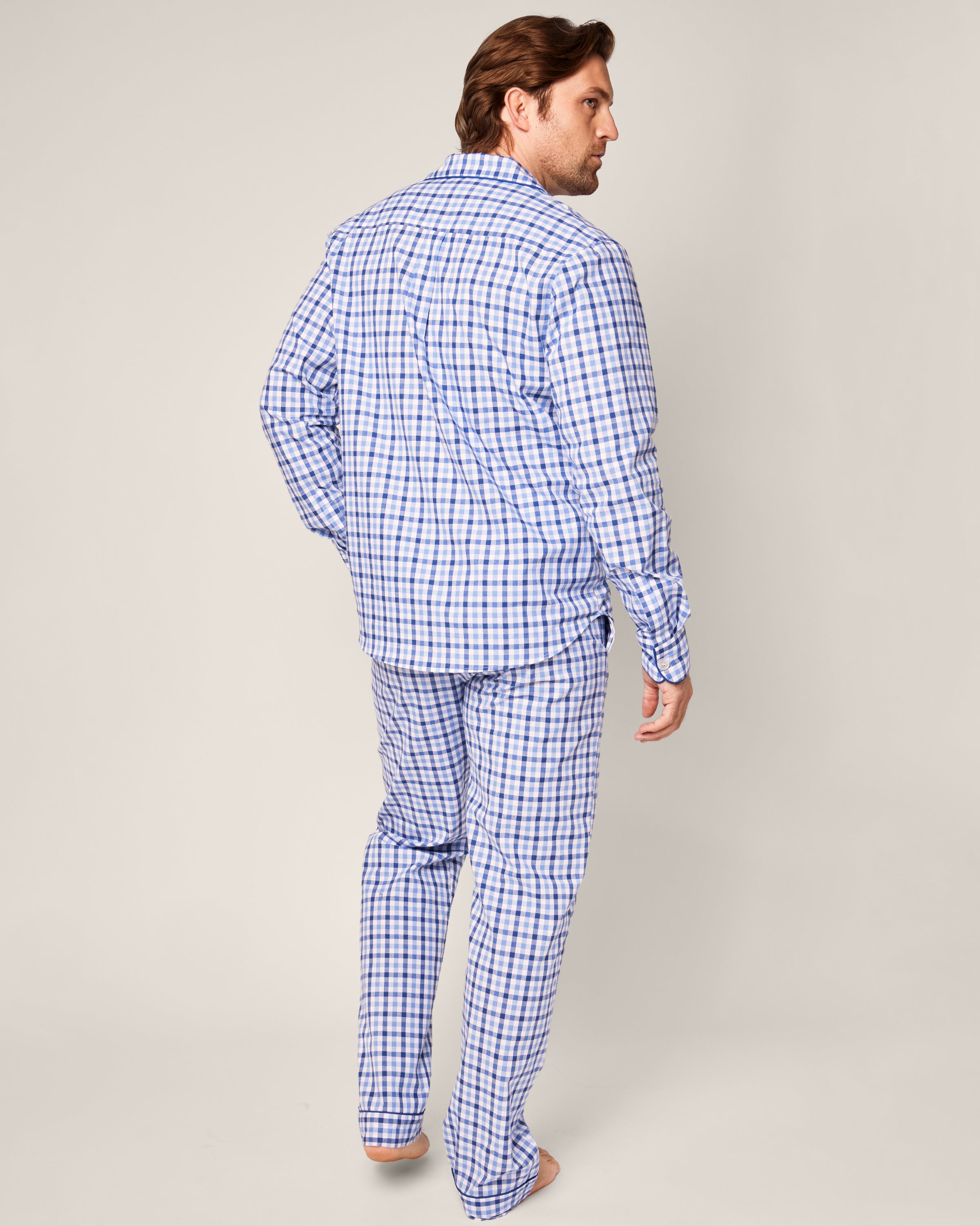 Men's Twill Pajama Set in Royal Blue Gingham in Royal Blue Gingham#Color_Royal Blue Gingham