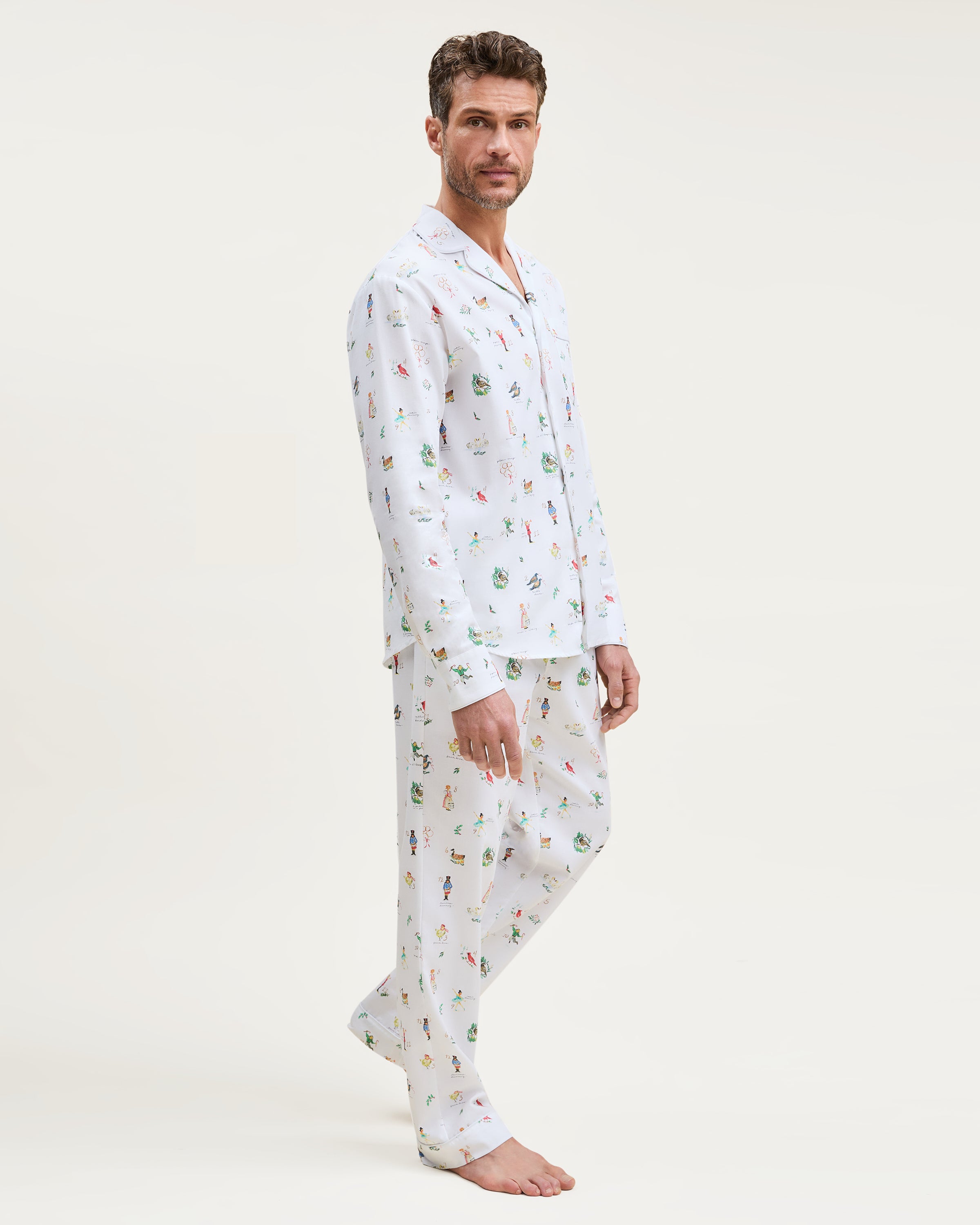 Men's Twill Pajama Set in 12 Days of Christmas