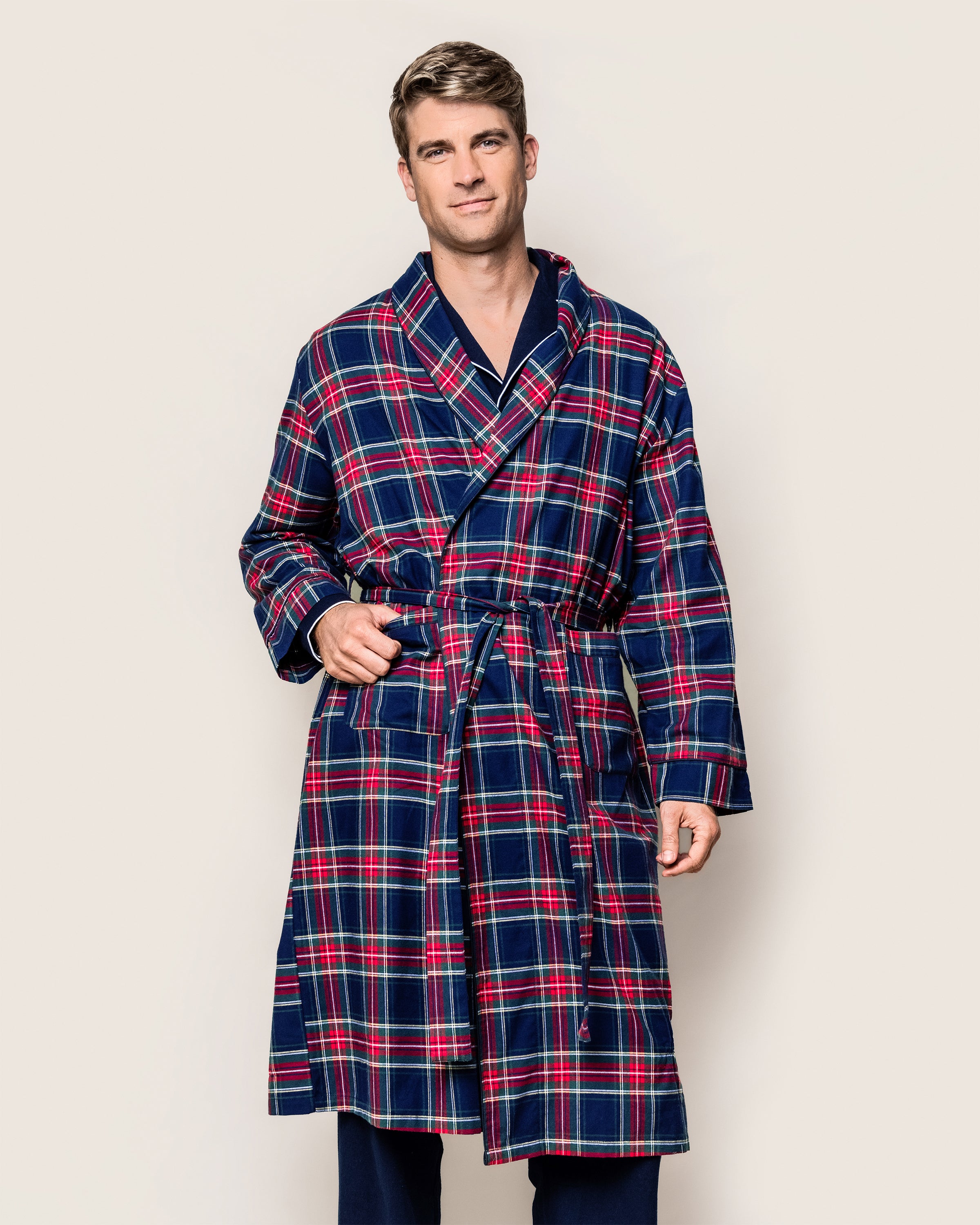 Men's Brushed Cotton Robe in Windsor Tartan in Windsor Tartan#Color_Windsor Tartan