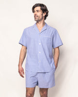 Men's French Blue Seersucker Short Set