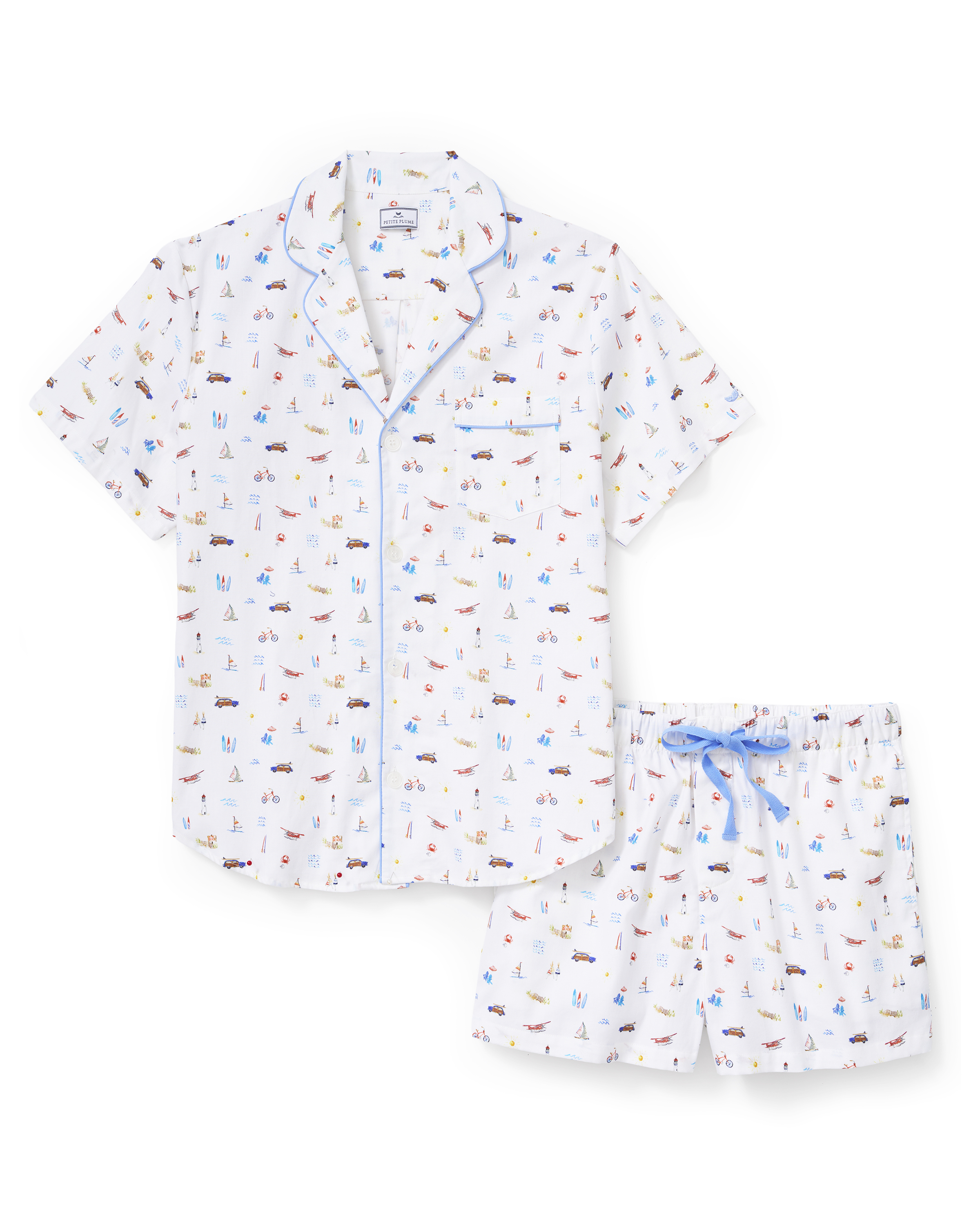 Men's Twill Pajama Short Set in Summer Nostalgia