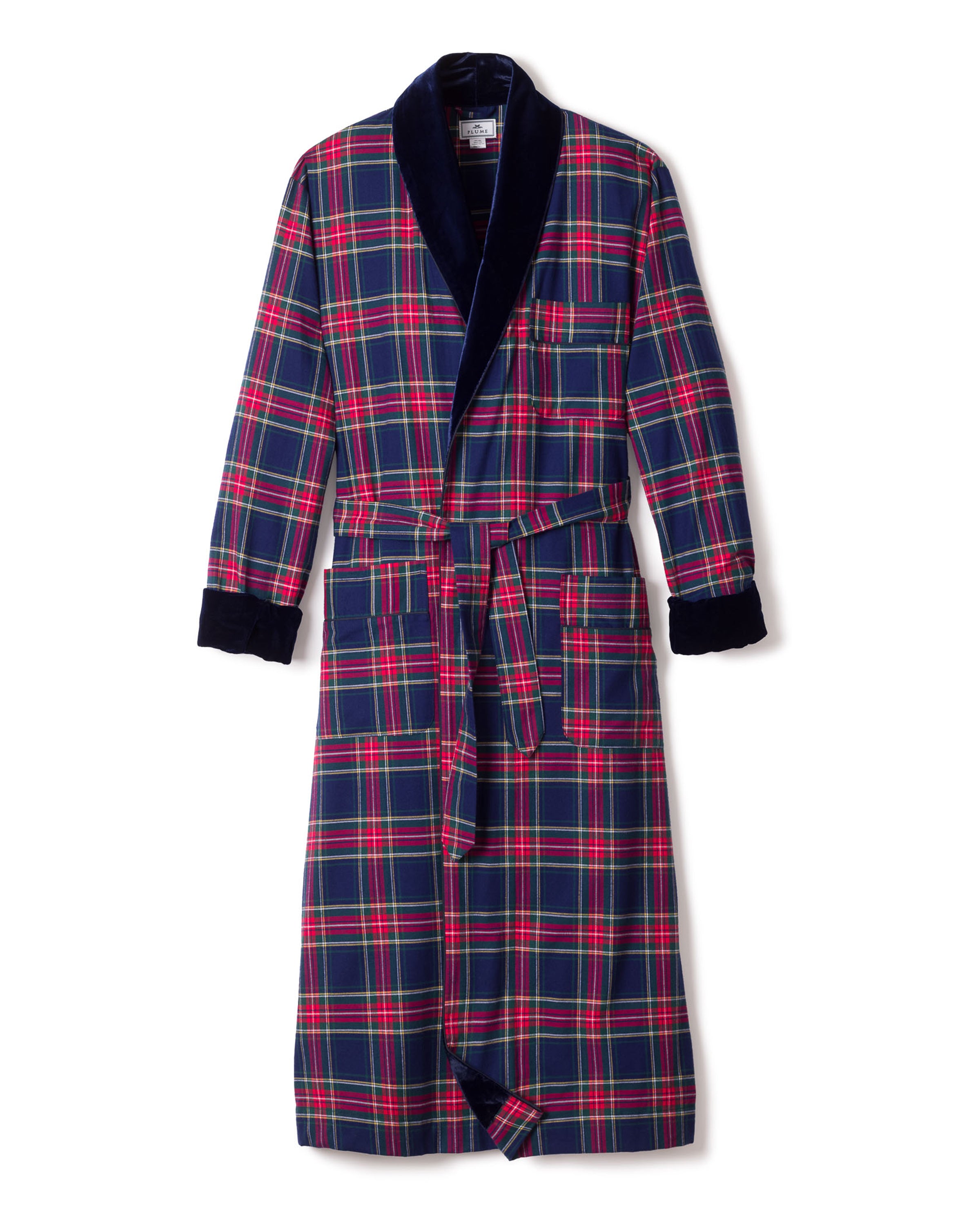 Men's Brushed Cotton Velvet Robe in Imperial Tartan in Windsor Tartan #Color_Windsor Tartan