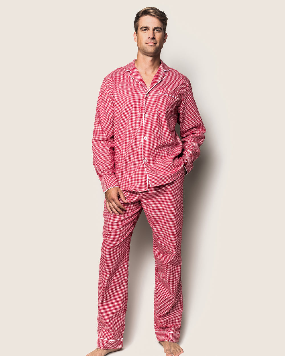 Men's Red Mini Gingham Pajama Set | Petite Plume