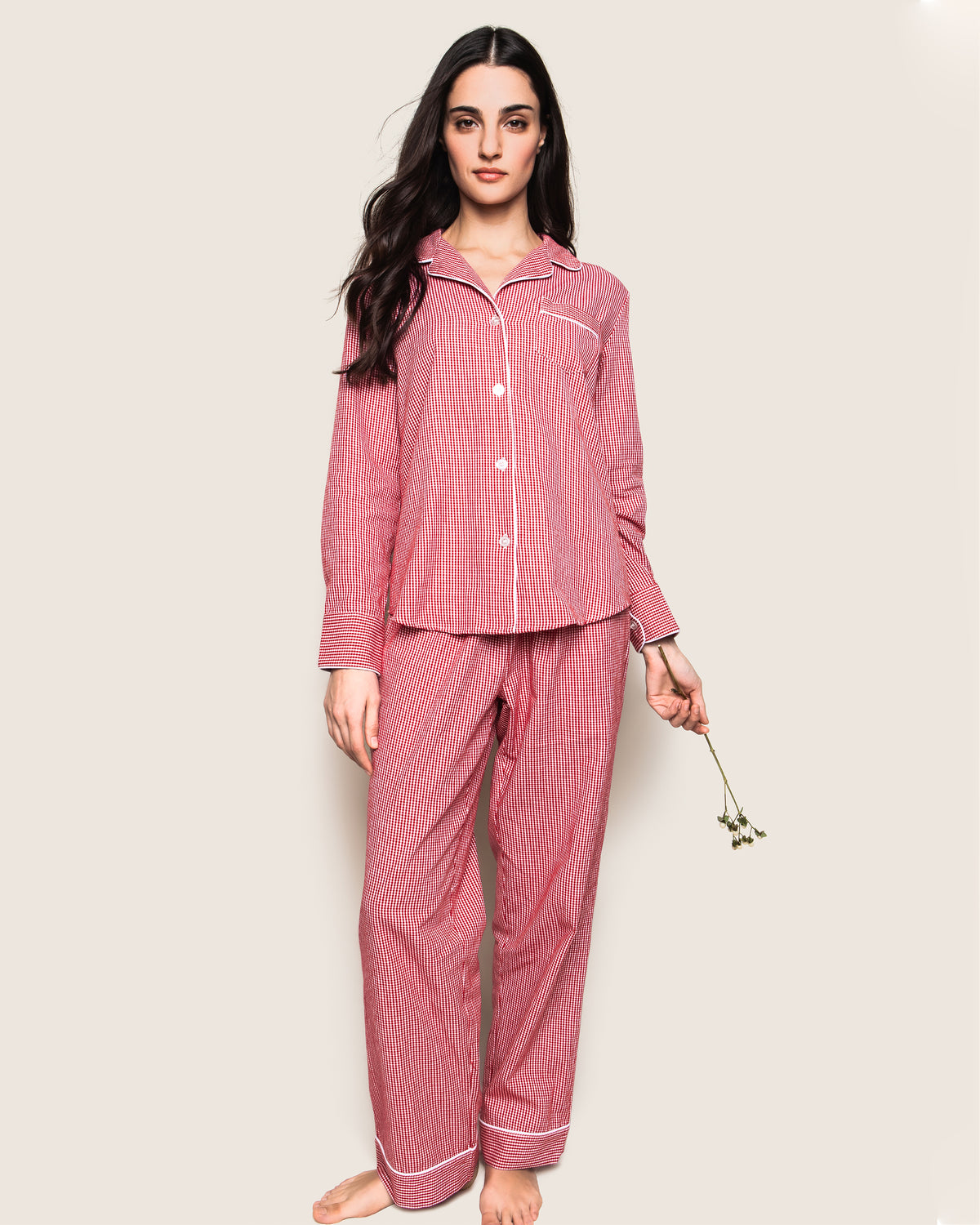 Women's Red Mini Gingham Pajama Set | Petite Plume