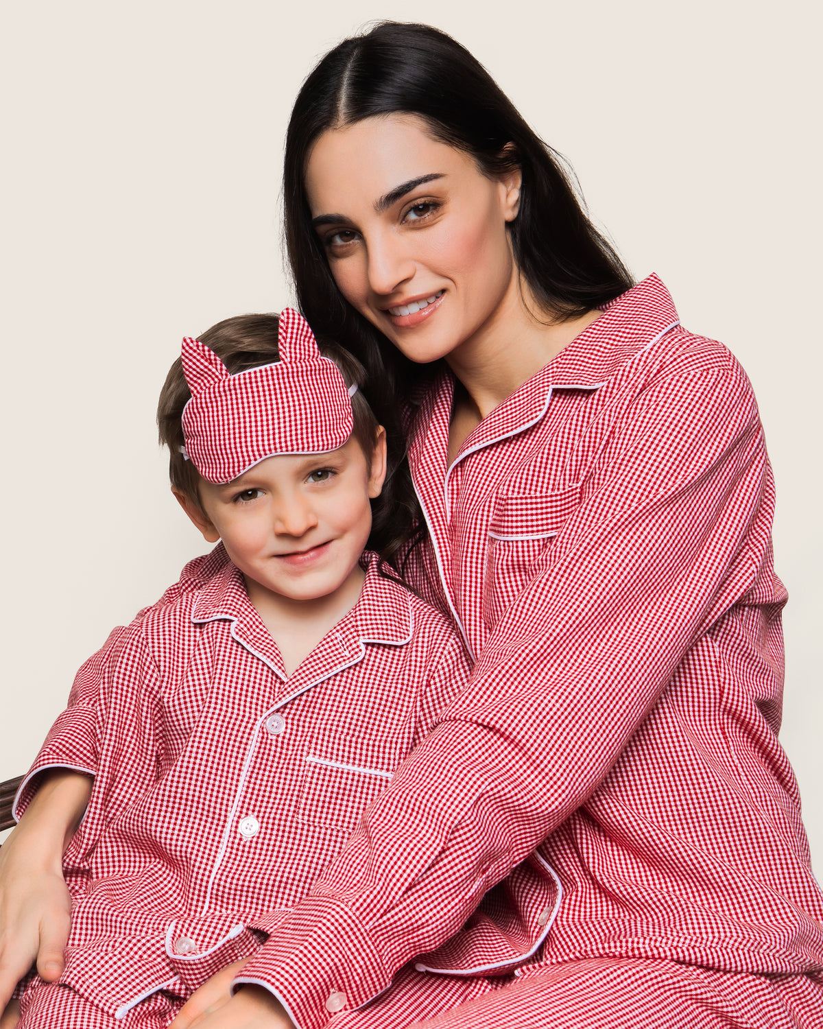 Women's Red Mini Gingham Pajama Set | Petite Plume