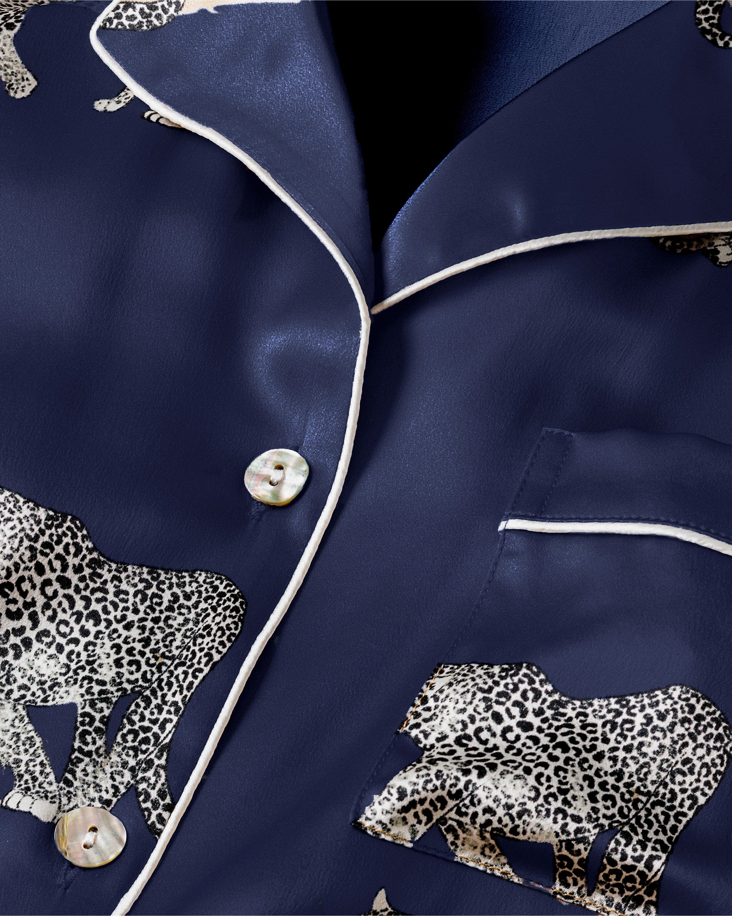 Men's Silk Pajama Short Set in Panthère de Nuit
