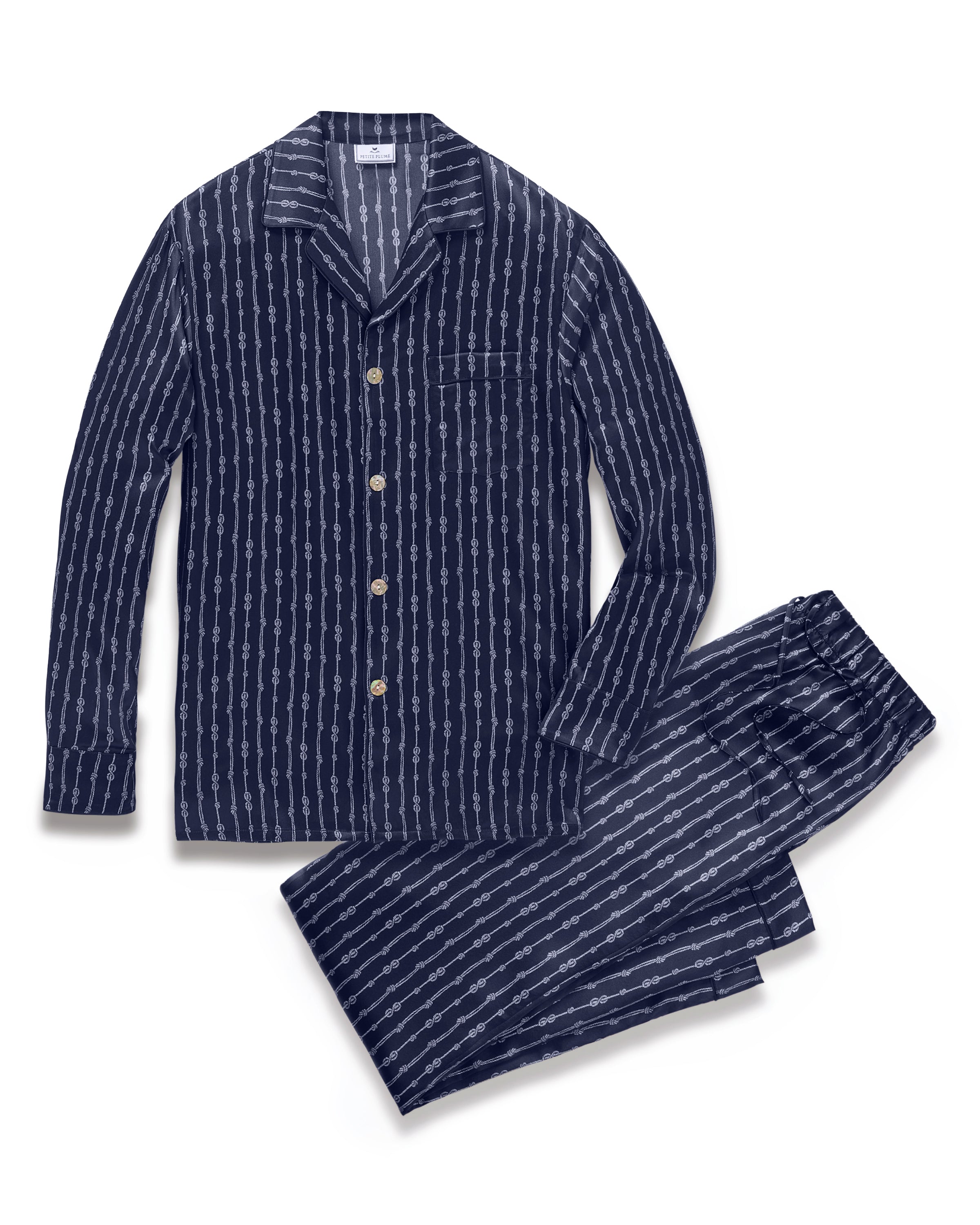 Men's Silk Pajama Set in Nautical Knots