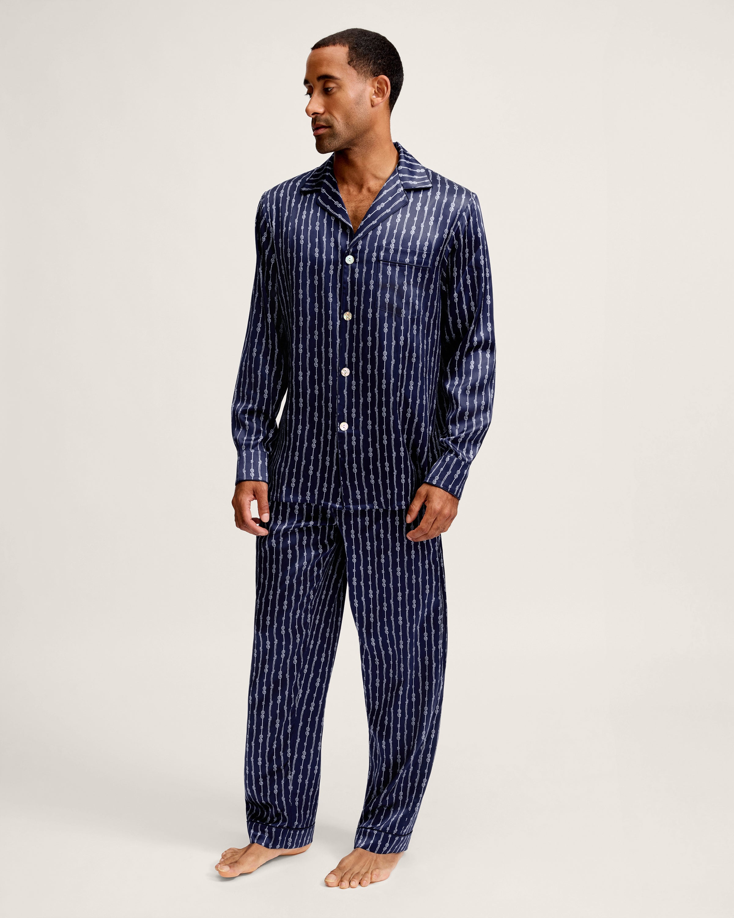 Men's Silk Pajama Set in Nautical Knots